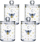 2 Pack Qtip Holder Organizer Dispenser Bee Boho Honeybee Insect Bathroom Storage Canister Cotton Ball Holder Container for Cotton Pads/Swabs/Floss by CozyNest Decor