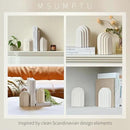Decorative Bookends for Shelves, Set of 2 Book Ends for Heavy Books, Layered Arch Design Beige Bookend by CozyNest Decor