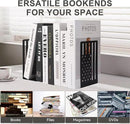 Metal Bookends for Bookshelves and Magazines - Strong Heavy Duty Book Dividers for Home, Office and School by CozyNest Decor