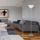 GLOBE Electric 677150 Elliott 72" Floor Lamp, Silver, White Plastic Shade, On/Off Rotary Switch on Shade, Standing, Living Room Decor, Bedroom, Tall, Corner Light by CozyNest Decor