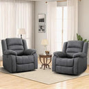 EBELLO Classic Power Recliner Chair, Oversized Electric Reclining Chair with Overstuffed Cushion and Back, Soft Fabric Adults Single Recliner Sofa for Living Room, Set of 2 Grey by CozyNest Decor