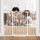 owlie 37.4" Extra Tall Wide Baby Gate for Stairs Doorways,29-52 Inch Extra Large Long Baby Gate with Door Indoor Safety Metal Pressure Mounted Pet Gate with Walk-Thru Auto Close, White by TinyTreasures Baby Boutique
