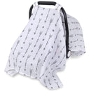 Rquite Car Seat Covers for Babies, 100% Muslin Carseat Cover Boys Girls, Lightweight Infant Car Seat Canopy, Soft Breathable Baby Carrier Cover, Summer Stroller Cover (Grey Arrow) by TinyTreasures Baby Boutique