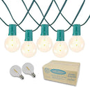 Novelty Lights 25 Feet G40 LED Patio String Lights with 25 Bulbs, Warm White, Weather Resistant and Shatterproof Replaceable Plastic Globe Bulbs, Green Wire by GreenHaven Gardens