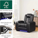 ANJ Power Home Theater Seating Set of 2, PU Leather Electric Recliner Chair with Powered Headrest, Dual Motors Movie Reclining Chairs with LED Lights,USB Port, Cup Holders, Hidden Arm Storage (Black) by CozyNest Decor