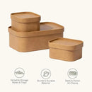 La Jolie Maison Vegan Leather Storage Boxes with Lids, Set of 3 Decorative Storage Containers Organize Stackable Storage Box, Camel by CozyNest Decor