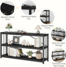 LVB Black Console Table, Modern Entryway Table for Hallway Living Room, Industrial Sofa Table Behind Couch, Farmhouse Wooden Metal Entry Table for Foyer with 3-Tier Storage Shelves, Black Oak, 55 Inch by CozyNest Decor