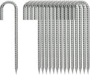 J-Hook-Rebar-Stakes-12 Inch, Ground Stakes Heavy Duty Rebar Stakes for Camping 50pcs Rebar Stakes Rust Proof Coated Metal for Flower Gardens Dog Fence Camping Tents Chicken Coop by CozyNest Decor