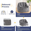 MAXYOYO Bean Bag Chair, Comfy Bean Bag Sofa with Back Support, Faux Fur Bean Bag Chair for Adults and Kids, Stuffed Floor Sofa for Living Room, Bedroom, Apartment, Grey by CozyNest Decor