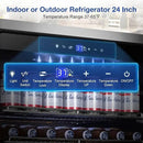 Tylza Outdoor Refrigerator 24 Inch Wide, Stainless Steel Beverage Refrigerator 176 Can for Undercounter Built-in or Freestanding, for Home and Patio, Water Proof, Fast Cooling, Low Noise, 37-65 °F by CozyNest Decor