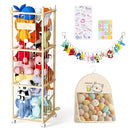 Stuffed Animal Toy Storage, 53 Inch Tall Wooden Toy Storage Rack Space-Saving Plushie Toy Organizers and Storage on Playhouse,Playroom,Bedroom -No Tools Easy Assembly by TinyTreasures Baby Boutique