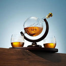 Whiskey Decanter Globe Set with 2 Etched Whiskey Glasses - for Liquor Scotch Bourbon Vodka, Gifts For Men - 850ml by CozyNest Decor