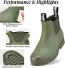 HISEA Women's Short Rain Boots Waterproof Garden Shoes Rubber Chelsea Boots Anti-Slipping Rainboots for Ladies with Comfort Insole Lightweight Stylish Ankle Rain Shoes Outdoor Work Booties by GreenHaven Gardens