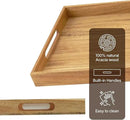 Koppen Acacia Wood Serving Tray with Handles, 17" x 13.86", Large Wooden Platter for Breakfast, Ottoman Tray for Party, Snacks, Fruit, Coffee Table, Living Room, Sofa, Bed, Outdoor by CozyNest Decor