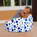 Posh Creations Bean Bag Chair for Kids, Teens, and Adults Includes Removable and Machine Washable Cover, Canvas Bubbles Blue and White, 27in - Medium by TinyTreasures Baby Boutique