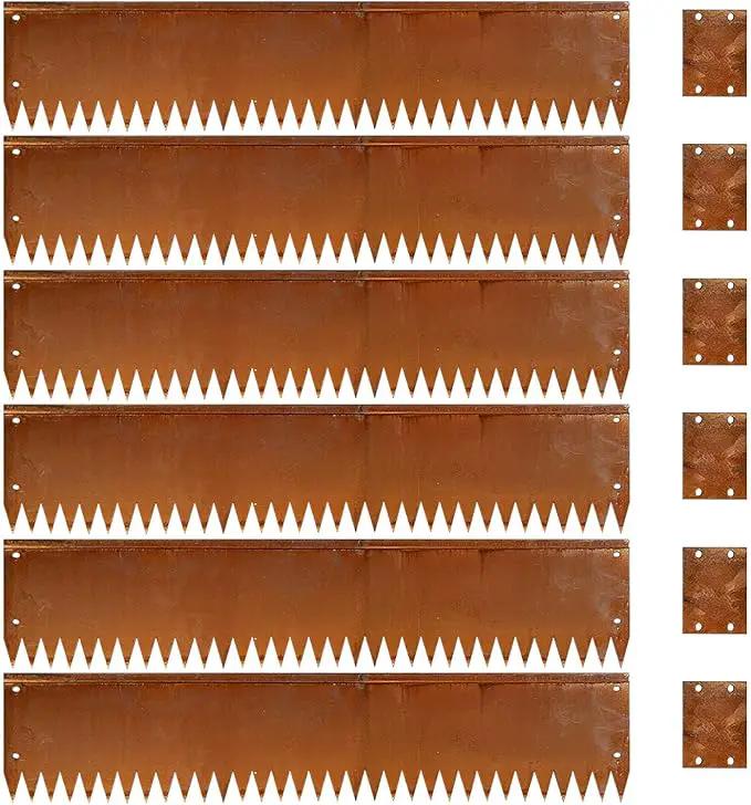 Cor Ten Steel Garden Metal Landscape Edging 40 inch with Top Bending Protection Pre-Rusted Cor Ten Steel Garden Edging 6 Pack Edge for Lawn Yard (10 inch-180 Degree Bend, Rusted)