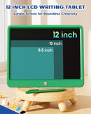 Bravokids 12 Inch LCD Writing Tablet for 3 Year Olds - Electronic Drawing Pad and Doodle Board as Educational Birthday Gifts for Girls and Boys (Green) by TinyTreasures Baby Boutique