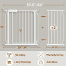 Fairy Baby Extra Wide Baby Gate for Doorways Auto Close Safety Gates for Bedroom, Fits 57.5 Inch to 62 Inch with Pressure Mounted Extention Kit, White by TinyTreasures Baby Boutique