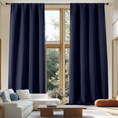 Simplebrand Ava Navy Blue Blackout Extra Long 10ft Curtains for Patio 120 Inches Long 2 Panels Set, Solid Thermal Insulated Energy Saving Rod Pocket Window Treatment Curtains Blackout Drapes, 50Wx120L by TinyTreasures Baby Boutique