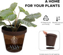 Elly Décor Set of 2 12 inch Round Saucer Modern Self Watering Planter Plates, Pots with Rattan-Like Finish, 12x12 Chocolate Brown by CozyNest Decor
