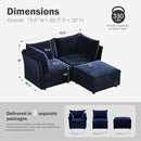 Luxury Modular Sectional Sofa, L-Shaped 3-Seat Couch with Storage Ottoman Deep Seat & Reversible Chaise Lounge Chenille Blue for Compact Spaces, Apartments, Dorm by CozyNest Decor