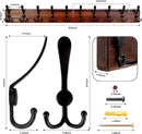 38.6'' Large Coat Rack Wall Mount Coat Hooks Coat Hanger with 10 Metal Black Triple- Hooks Brown Pine Real Wood Plank Hat Rack for Wall Hooks for Hanging Coat Hat Jacket by CozyNest Decor