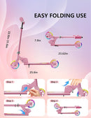 Scooter for Kids Ages 3+, 2 Wheels Kids Kick Scooter with Led Light Up & 3 Levels Adjustable, Lightweight Foldable for Boys&Girls by TinyTreasures Baby Boutique