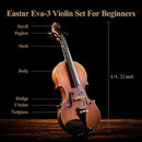 Eastar 4/4 Full Size Violin Set Matte Fiddle for Beginners Adults with Hard Case, Rosin, Shoulder Rest, Bow, Tuner and Extra Strings (Imprinted Finger Guide on Fingerboard), EVA-3 by TinyTreasures Baby Boutique