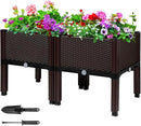 MAYOLIAH Raised Garden Bed with Drainage Elevated Planter Box Plastic Raised Beds for Gardening Vegetables Herb Flowers, Perfect for Indoor Outdoor Planting, 2 Boxes Brown