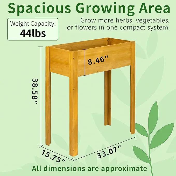 Premium Fir Wooden Raised Garden Bed with Four Legs for Backyard and Balcony Gardening,Suitable for Indoor and Outdoor use,33.07''×15.75''×38.58'', photo 2 of 6