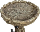 SunJet 23 Inch High Wood-Look Concrete Bird Bath with Decorative Faux Bird – Birdbath Rustic & Long-Lasting Design, Enhances Garden, Patio, Yard, Lawn Decor by GreenHaven Gardens