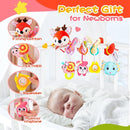Car Seat Toys, Cute Deer Car Seat Toys for Babies 0-6 Months Boy, Stroller Toys with Crinkle, Teether, Music Box, Rattle, BB Squeaker for 0 3 6 9 12 Months Babies Infant Boys Girls Gifts (Cute Deer) by TinyTreasures Baby Boutique