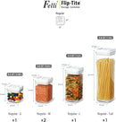 Felli Flip Tite Storage Container with Lid 4" Airtight Ring Seal Top, Stackable Acrylic Canister Jar Set for Kitchen Pantry Organizer, Food Spice Pasta Cereal Snack, Gifts for Women (5pk, Variety) by TinyTreasures Baby Boutique