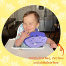 Silly Goose Silicone Animal Baby Bibs for Babies and Toddlers, Waterproof, Adjustable, Soft, Extra Wide Food Catcher Pocket (Baby Hippo) by TinyTreasures Baby Boutique