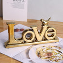 Gold Love Sign Statue - Personalized Home Decor, Bird Sculpture for Living Room, Bedroom, Desktop & Cabinets by CozyNest Decor