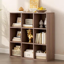 9-Cube Storage Shelf Bookcase - Wooden 3-Tier Floor Standing Open Bookshelf for Home and Office, Cuby Orgainzer, Walnut by CozyNest Decor