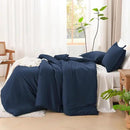Litanika Navy Blue Comforter Full Size Set, 3 Pieces Lightweight Solid Bedding Comforter Set, All Season Fluffy Bed Set by CozyNest Decor