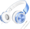 AILIHEN Kids Headphones for School Boys, Headphones with Microphone for Chromebook Laptop Computer Smartphone, 3.5mm Foldable Lightweight Headset for Teen Teenager (Blue) by TinyTreasures Baby Boutique