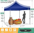 COBIZI 10x10 Pop Up Canopy Tent 10x10 Easy up Canopy, Heavy Duty Outdoor Canopy UPF 50+ All Weather Waterproof Instant Party Tents for Parties Gazebo with Handbag, Navy Blue(Windproof Upgraded) by GreenHaven Gardens