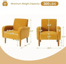 Chenille Fabric Accent Chair, Upholstered Armchair with Solid Wood Legs, Modern Living Room Accent Chair, Comfy Single Sofa Chair Reading Club Chair for Bedroom Reception Lounge, Yellow by CozyNest Decor