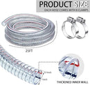 Frienda Heavy Duty Steel Wire Flexible Tubing with Fasteners PVC High Pressure Drain Hose Tube Pond Tubing Clear Wire Reinforced for Pond Bilge Pump Vacuum Suction Hose(24.6 Ft, 1 Inch Id) by GreenHaven Gardens