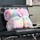 Cozy Bliss Faux Fur Throw Blanket for Couch, Fuzzy Soft Plush Thick Bubble Blanket for Sofa Bedroom Living Room,50 * 60 Inches Tie-dye Rainbow by CozyNest Decor