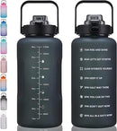 64oz,100oz,128oz Large Motivational Water Bottle with Time Marker, Leakproof & BPA Free Half Gallon Big Water Bottle with Straw Handle Tritan Frosted Water Jug for Gym,Fitness,Outdoor Sports by CozyNest Decor