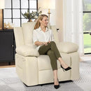 Recliner Chair with Electric Massage Adjustable Footrest & Heat, Manual Leather Recline for Adults Living Room Remote Control (Beige) by CozyNest Decor