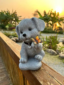 Solar Dog Statue Garden Decor with Butterfly Light – Waterproof Outdoor Yard Art for Patio, Lawn, Balcony for Patio, Balcony, Yard Ornament, Unique House Warming Garden Gifts Figurine Lights by GreenHaven Gardens