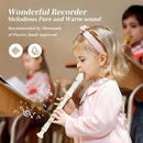 Soprano Recorder for Kids Beginners, German Fingering, C Key, 3 Piece with Cleaning Rod, Bag, Fingering Chart (White)… by TinyTreasures Baby Boutique