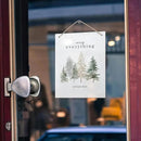 Pine Tree Winter Hanging Wooden Signs 10x8, Welcome Winter Signs, Winter Tree Wall Decor, Merry Everything and Happy Always Winter Home Room Office Hanging Wall Decor by CozyNest Decor