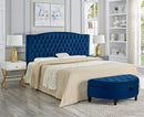 24KF Upholstered Button Tufted King Headboard and Velvet Fabric King/California King- Navy by CozyNest Decor