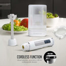 OVENTE Cordless Immersion Hand Blender, Rechargeable Handheld Portable Stick Mixer with 8 Mixing Speed Option, One-Touch Control and Stainless Steel Blades for Smoothies, Shakes or Soups, White HR781W by TinyTreasures Baby Boutique