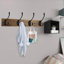 IBosins Wall Mounted Coat Rack, Entryway Hanging , Metal Wood Rack with 4 Black Literary Rustic Hooks Rail for Scarf, Bag, Towel, Key, Cap, Cup, Hat (Brown) by CozyNest Decor